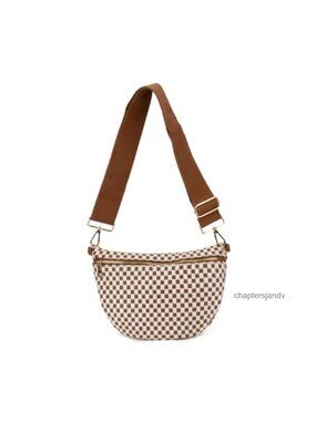 Woven Vegan Leather Crossbody Bum Belt Bag Adjustable Strap